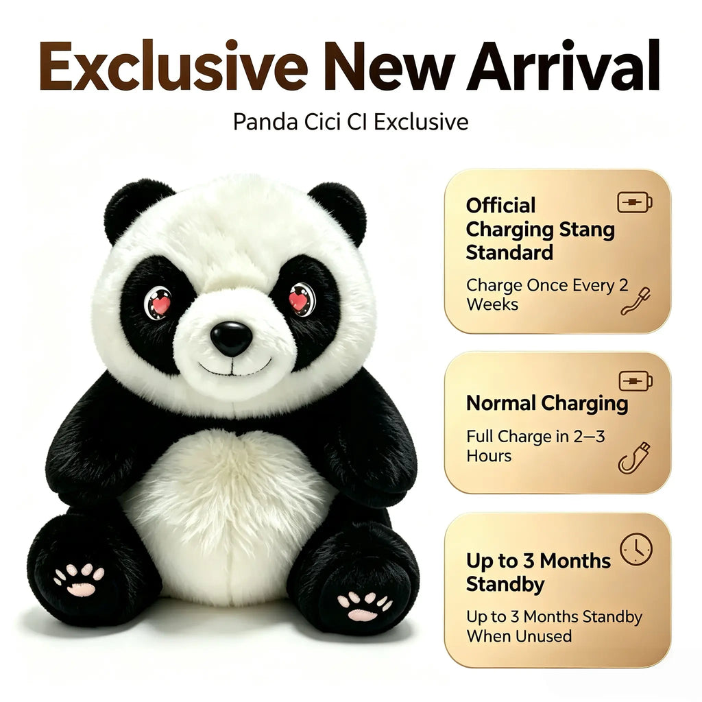 PandaCiCi Smart AI Interactive Panda Plush Companion with Emotional LED Eyes