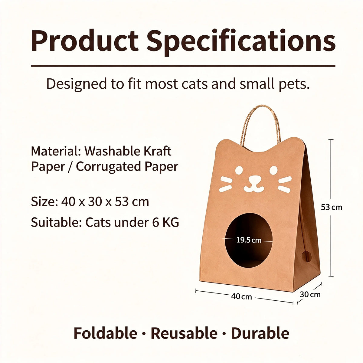 PandaCici Foldable Waterproof Kraft Paper Cat Bed - product image 1