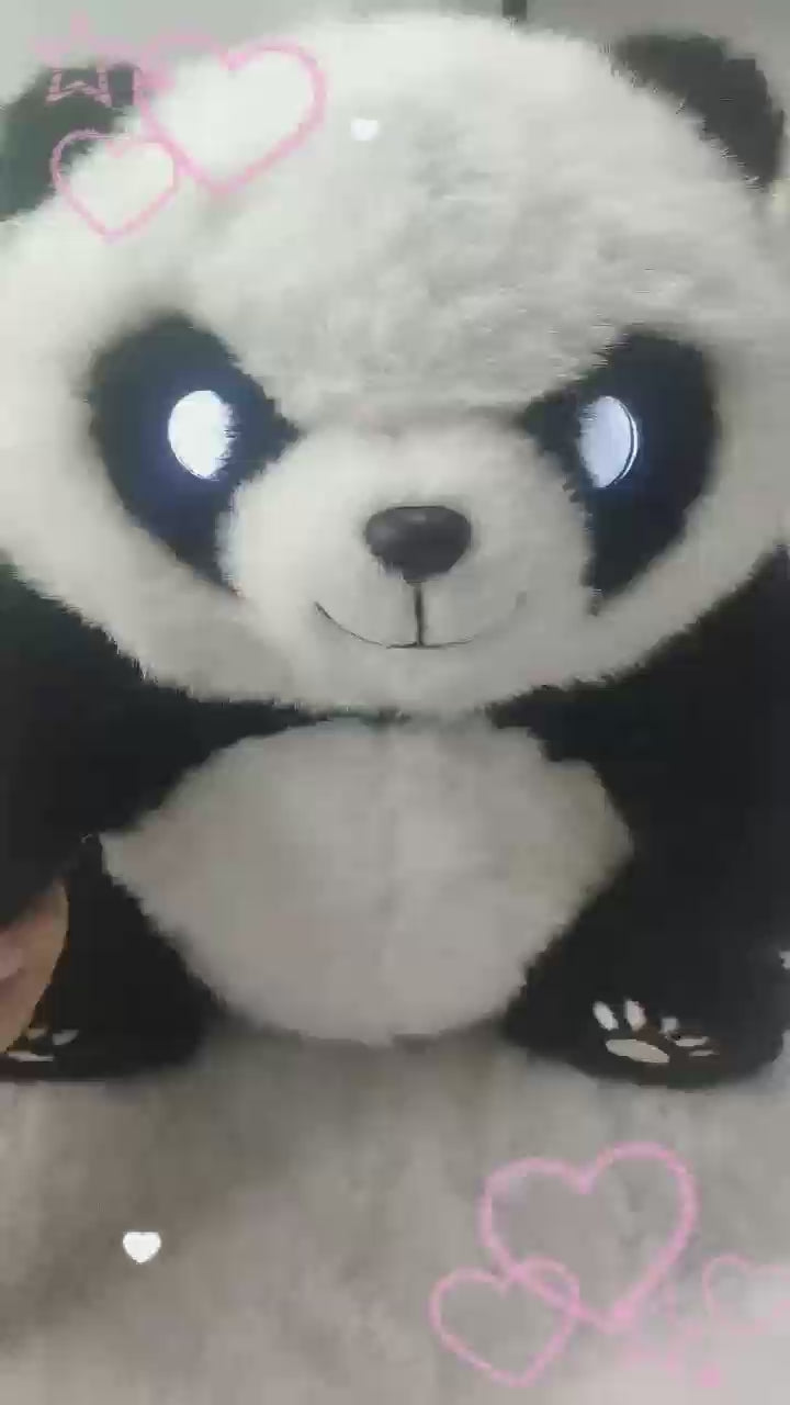 PandaCiCi Smart AI Interactive Panda Plush Companion with Emotional LED Eyes